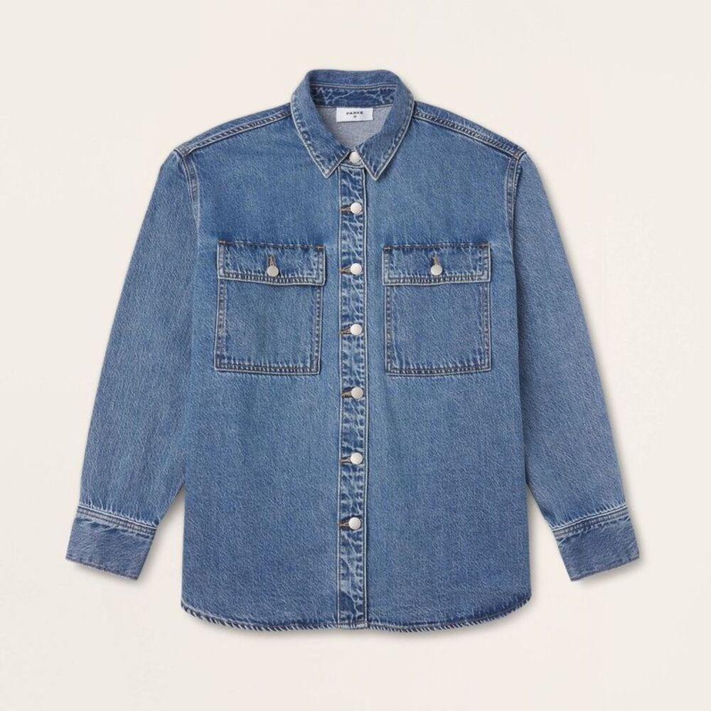 Women's Long Sleeve Denim Shacket - Parke Medium Wash S - Picture 4 of 4
